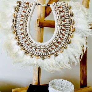 Tribal feather hanging necklace